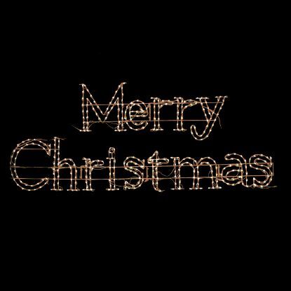 Merry Christmas sign for the outside of a house lit up.