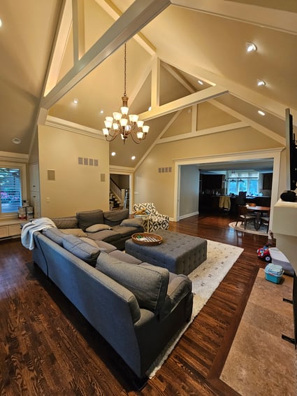 Warm beige, tan color painted on walls and ceiling inside a home in Omaha, nE.