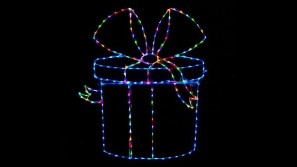 Light up gift box to go in the yard for professional christmas lights in omaha ne.