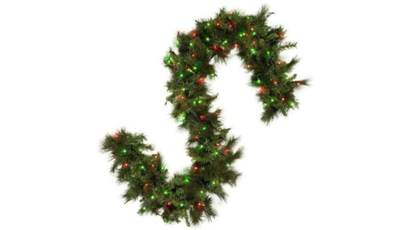 Light up green garland for outdoor christmas light decorating.
