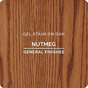 Nutmeg warm oak stain by general finishes for cabinet staining.