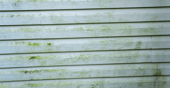 Dirty exterior siding of a house in Omaha, NE.