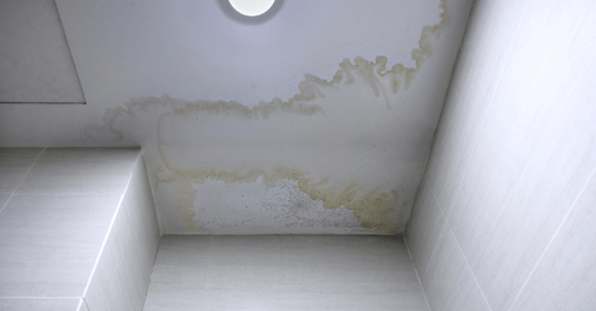 Ceiling with humidity and condensation damage.