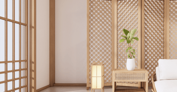 Interior bedroom with wall partition to separate office from room.