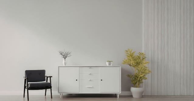 White metal cabinet storage.