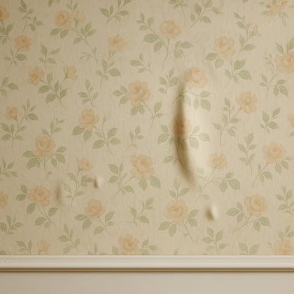 Flower wallpaper bubbling on a wall.