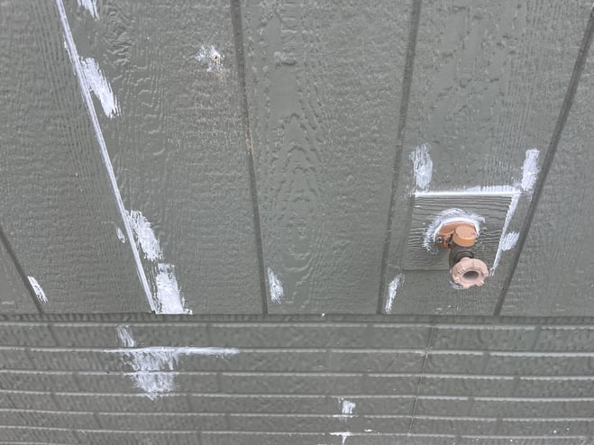 Caulk in gaps and in holes on the outside of the home to help prevent water.