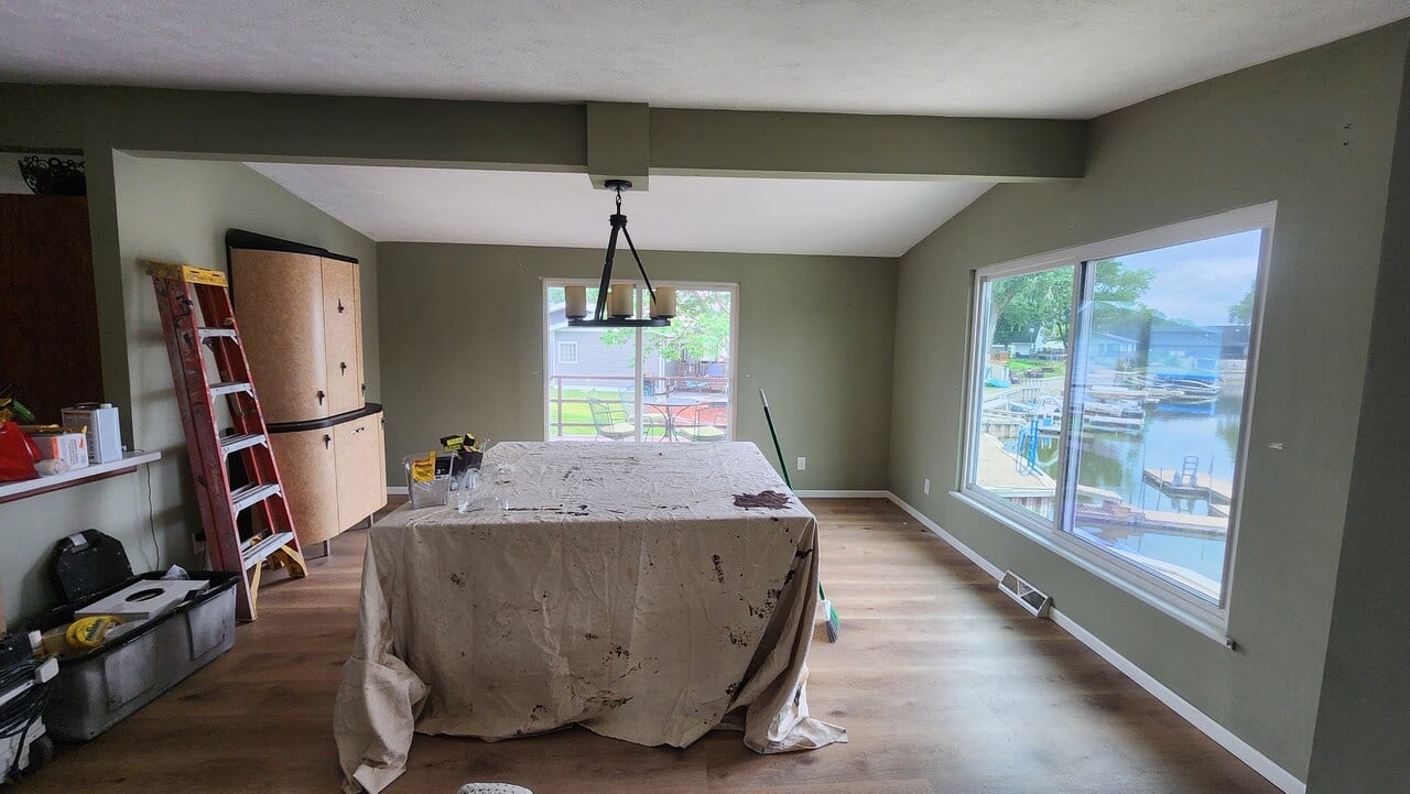 Room inside a home in the process of being painted after new window installation in Omaha, NE.