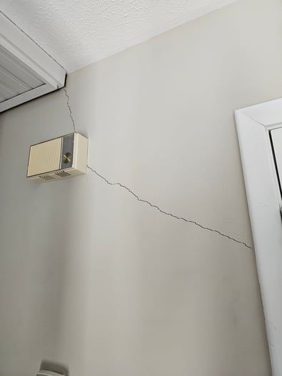 Crack in wall before painting.