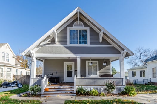Gray house with white trim