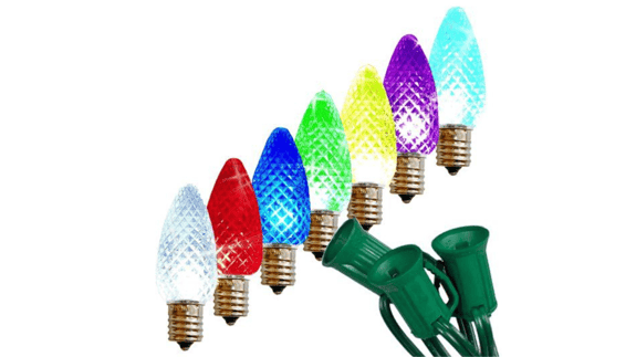 C9 bulbs for roofline christmas lights.