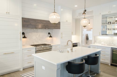 Kitchen with white cabinets