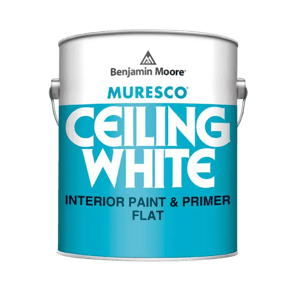 Muresco ceiling white paint can by Benjamin Moore.