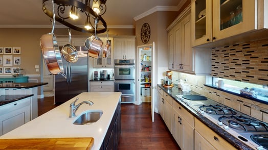 Kitchen with white cabinets