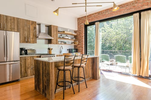 Kitchen with rustic kitchen cabinets