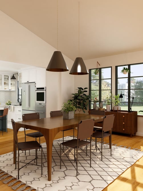 Dining room with beige walls