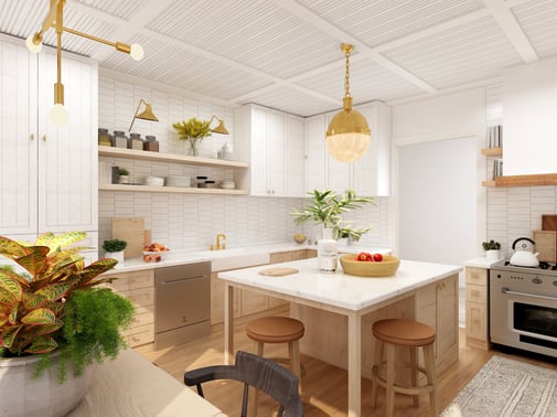 Kitchen with white cabinets