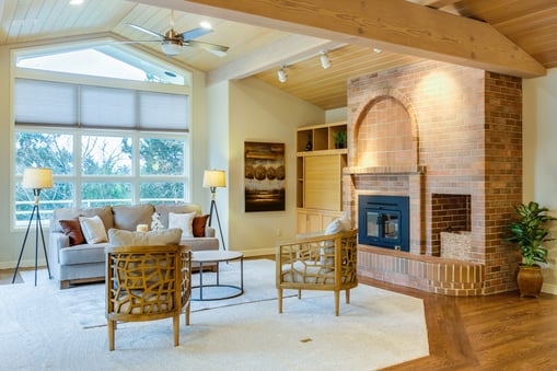 Transitional living room with light yellow walls