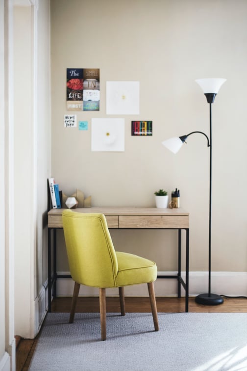 Home office with greige walls