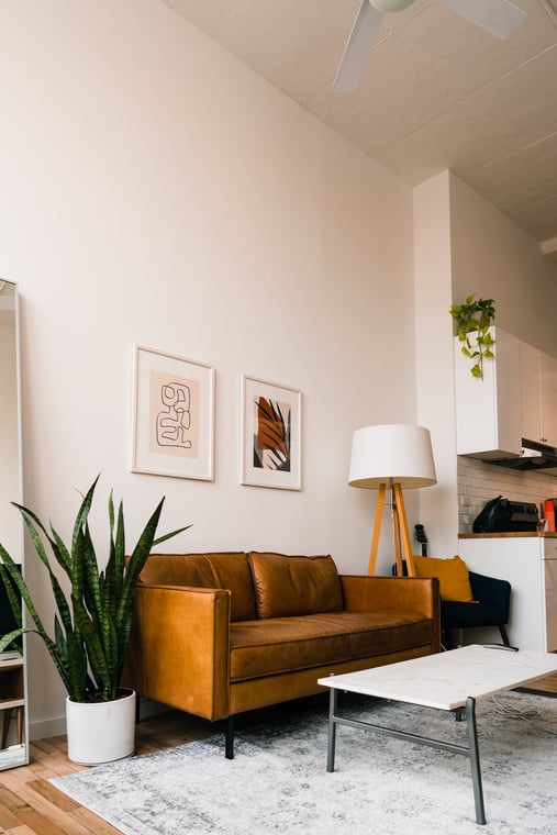 Cream beige walls in small living room