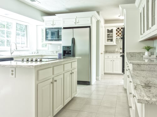 Kitchen with white cabinets