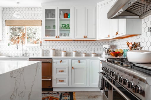White painted kitchen cabinets