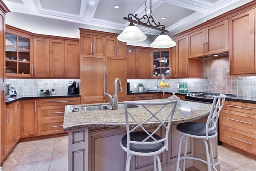 Kitchen with oak wood cabinets