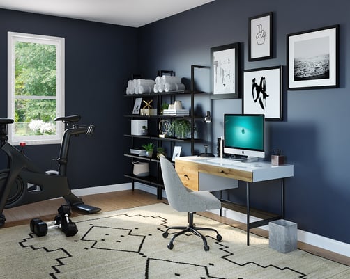 Dark blue home office