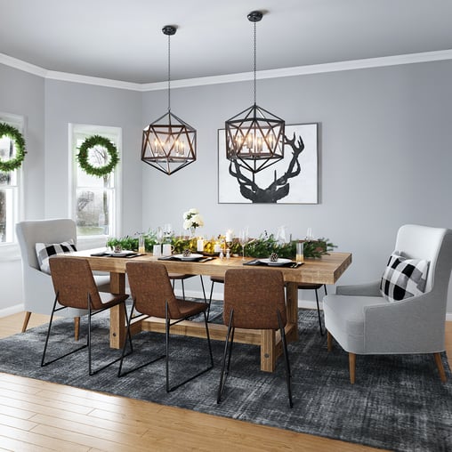 Dining room with gray walls