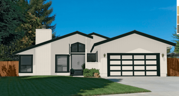 Digitally created house with Sherwin Williams exterior white and black paint colors.