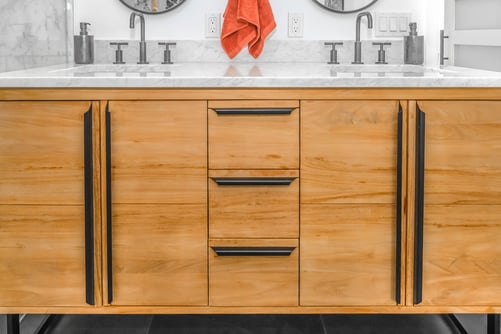 Bathroom cabinets in oak wood